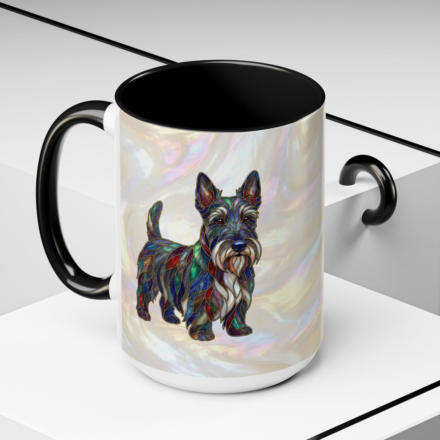 Scottish Terrier Accent Coffee Mug – Stained Glass Design 11/15oz - 14644