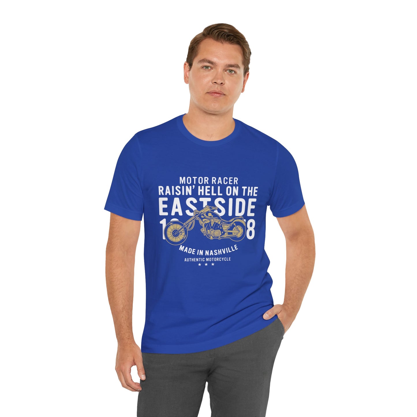 Motor Racer, Raising Hell On the Fastside - Unisex Jersey Short Sleeve Tee