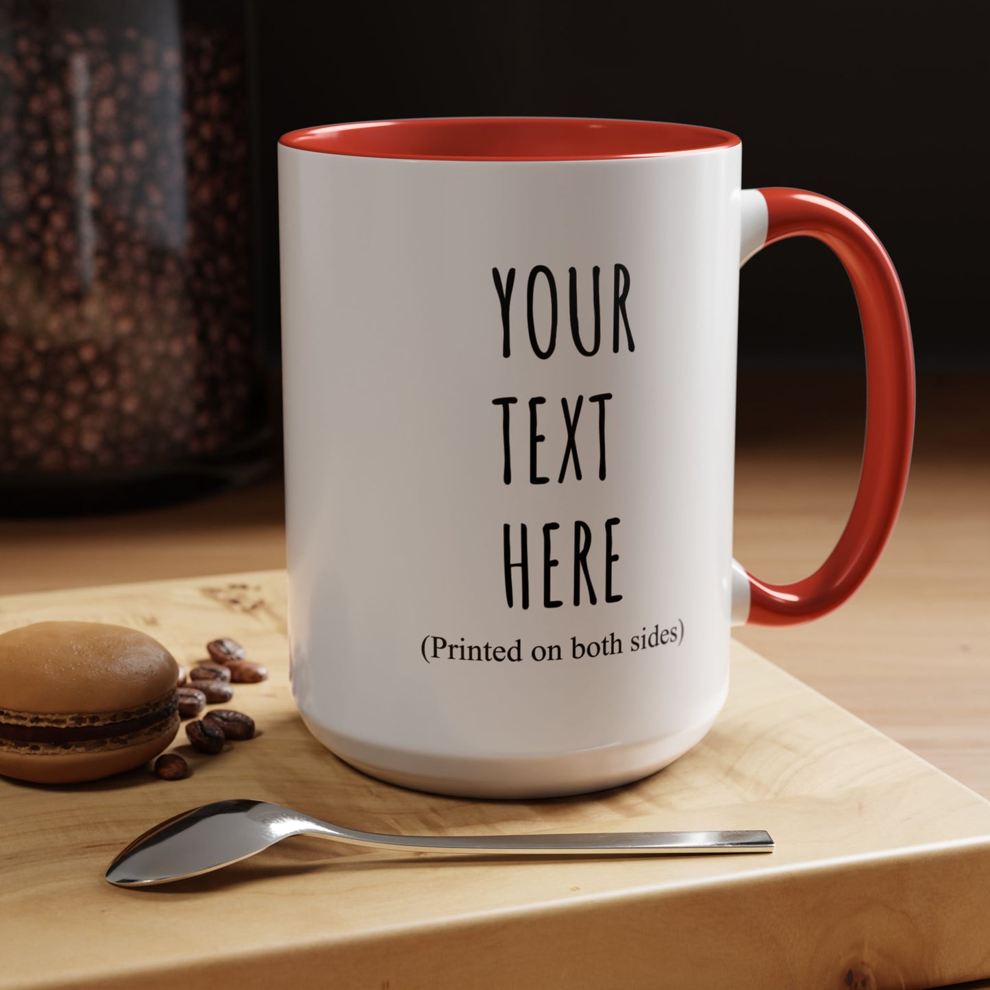 Personalized Accent Coffee Mug – Custom Text Printed Both Sides (11oz & 15oz) - 14676