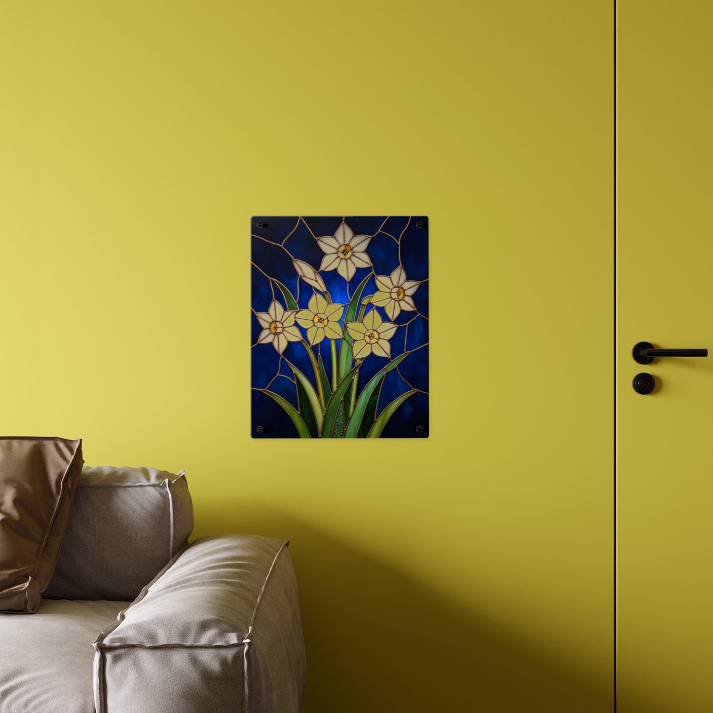 Whitepaper Narcissus Acrylic Wall Art Panel — (Floral Modern Decorative Plaque) - 14598