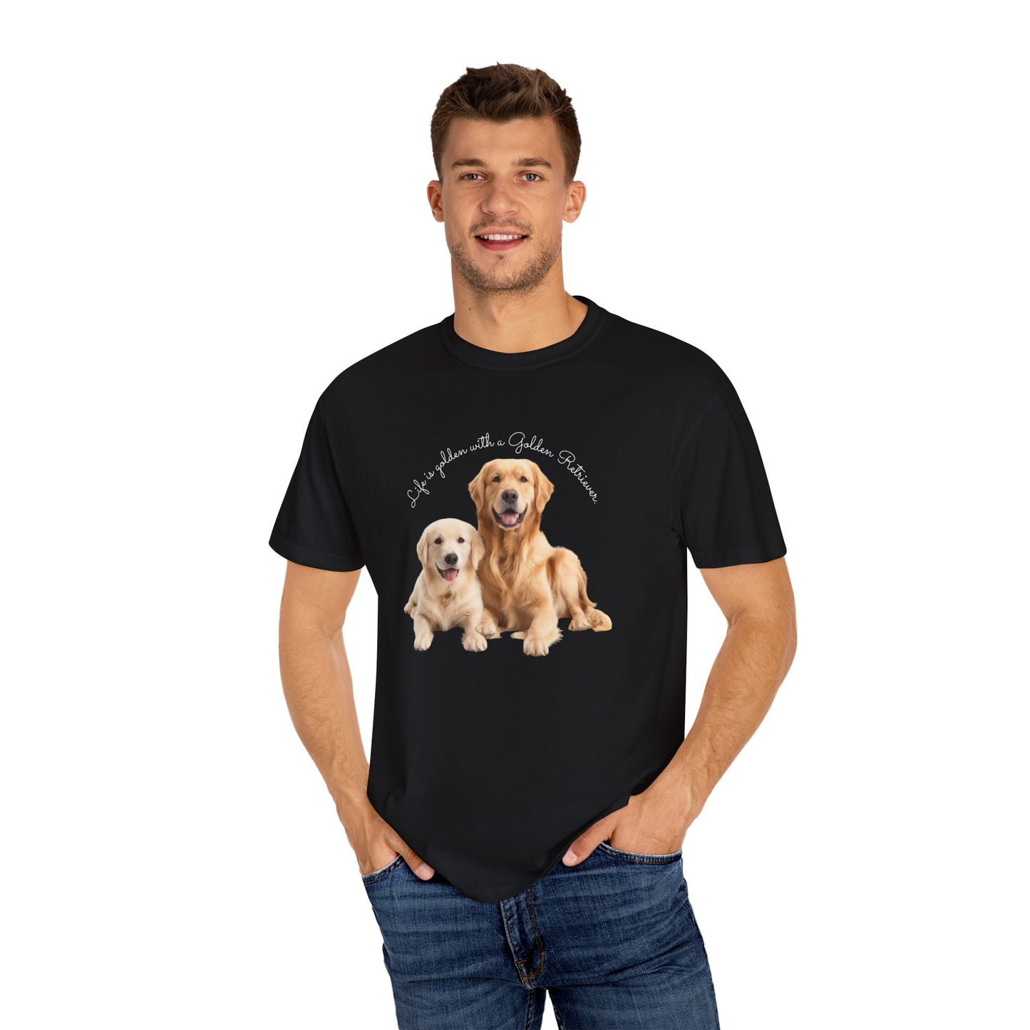 Life is Golden with a Golden Retriever - Unisex Garment-Dyed T-shirt - 10463