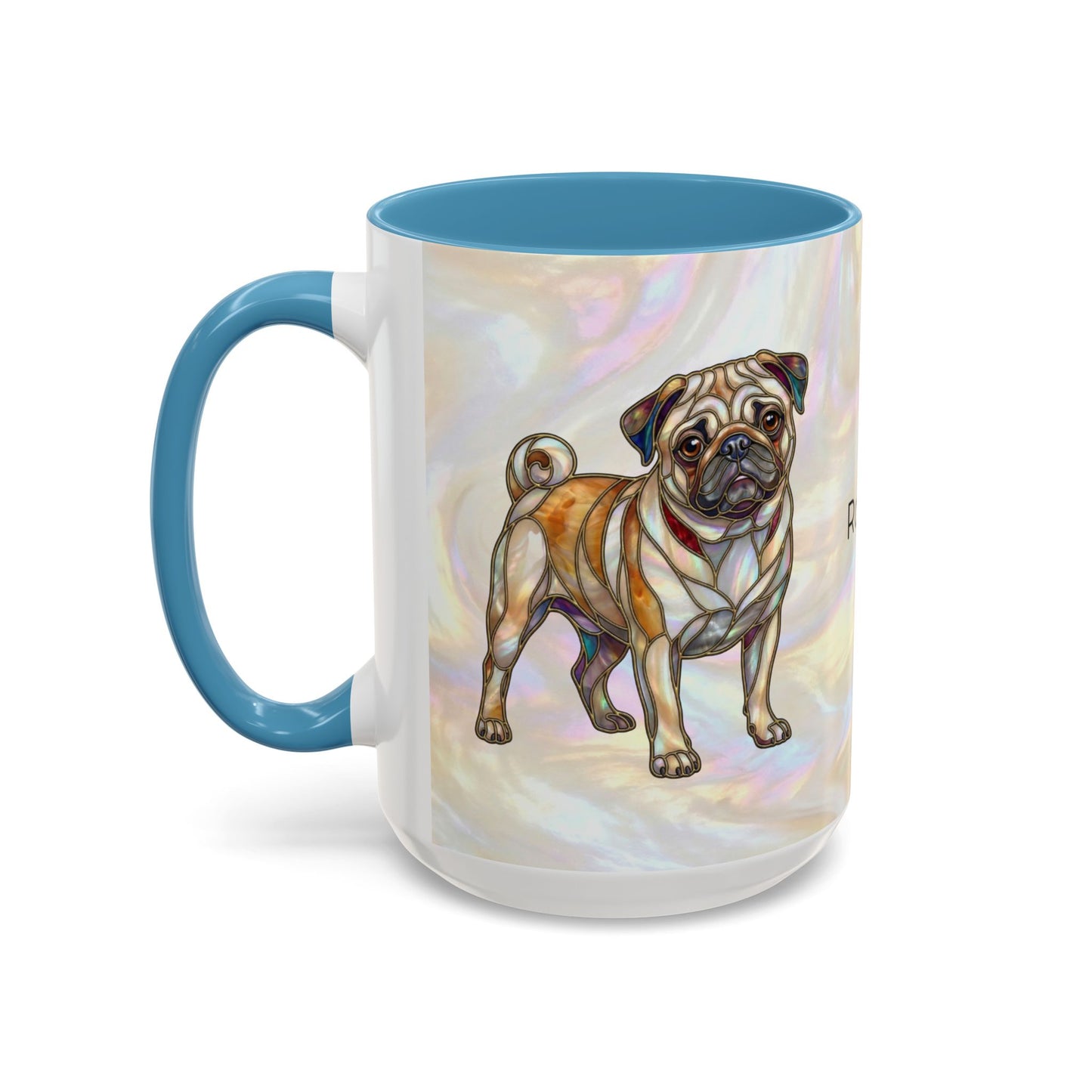 Personalized Pug Accent Coffee Mug –  Stained Glass Design (11/15oz) - 14547