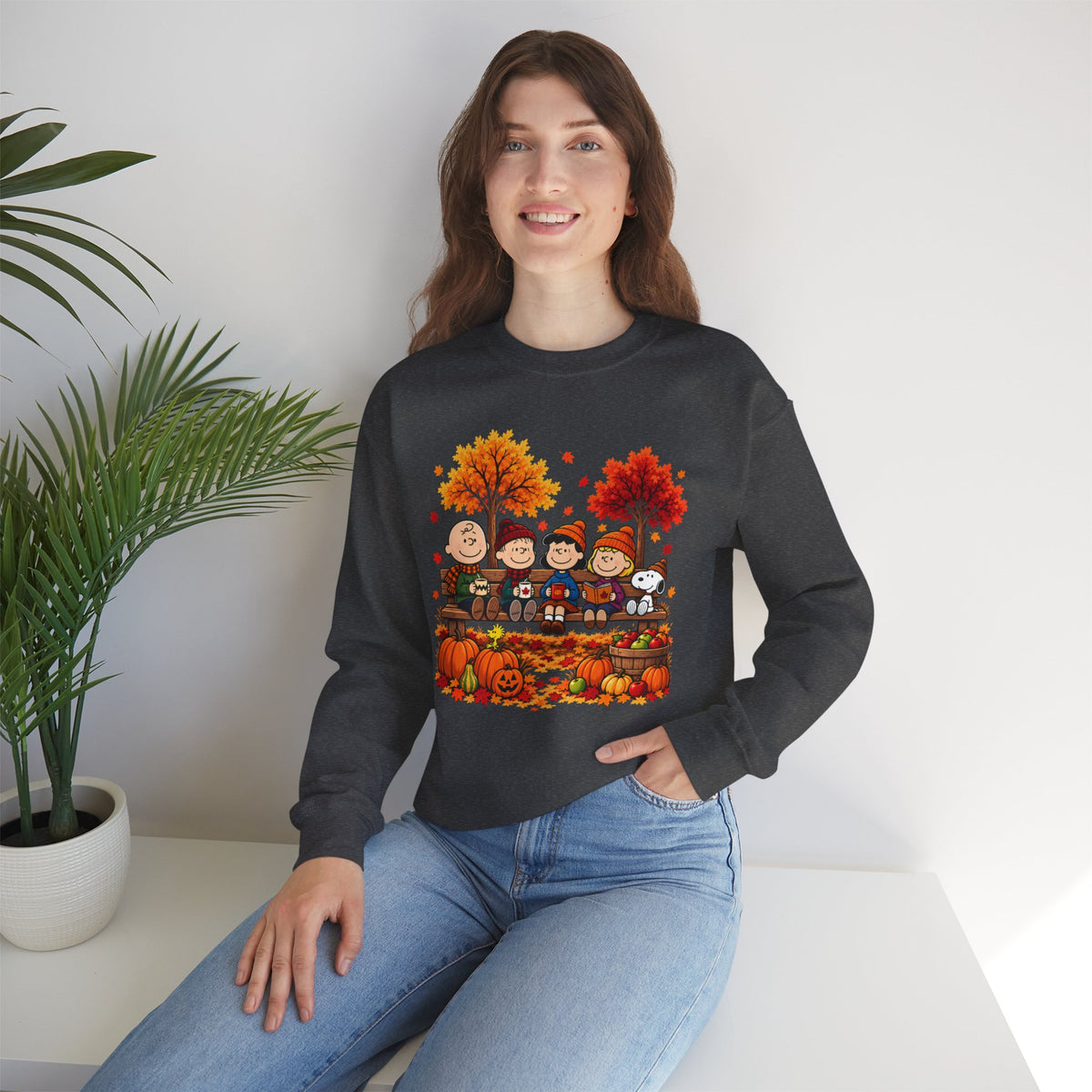 Fall Friends Crewneck Sweatshirt, Cute Autumn Pumpkin Patch Design - 14999