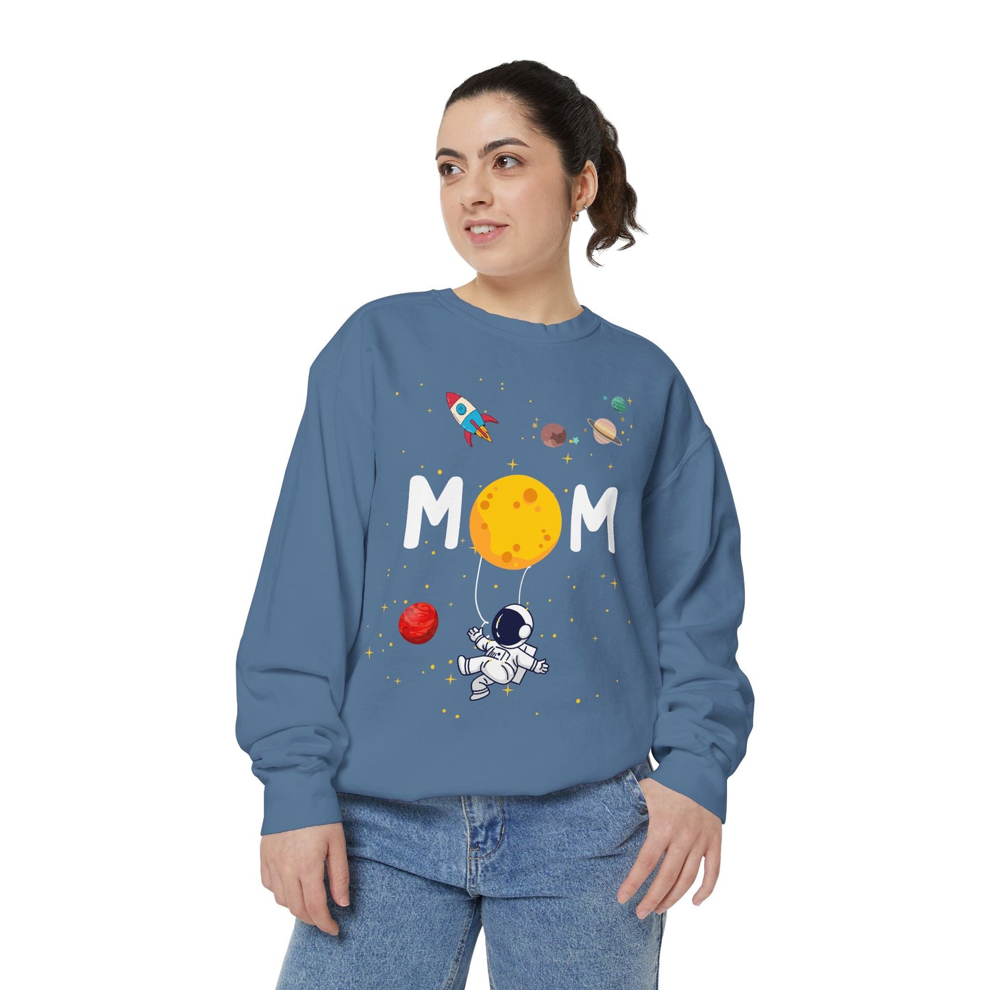 Astronaut Mom Garment-Dyed Sweatshirt | Space-Themed Gift for Mothers - 11838