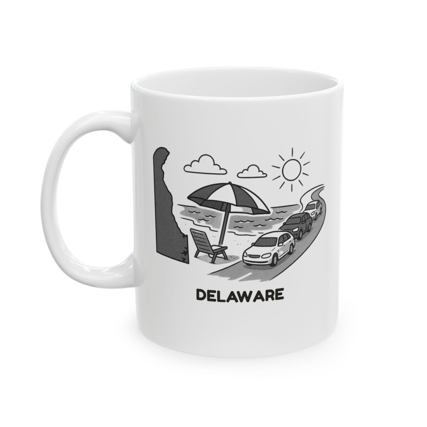 "Delaware: The only state where beach traffic is the busiest time of day." Ceramic Mug - 14167