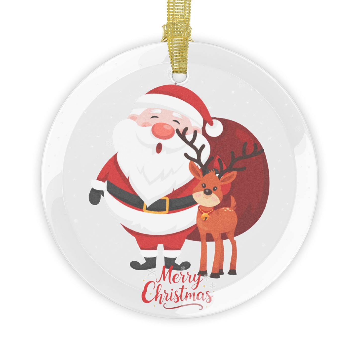 Santa & Reindeer - Glass Ornaments - 10419