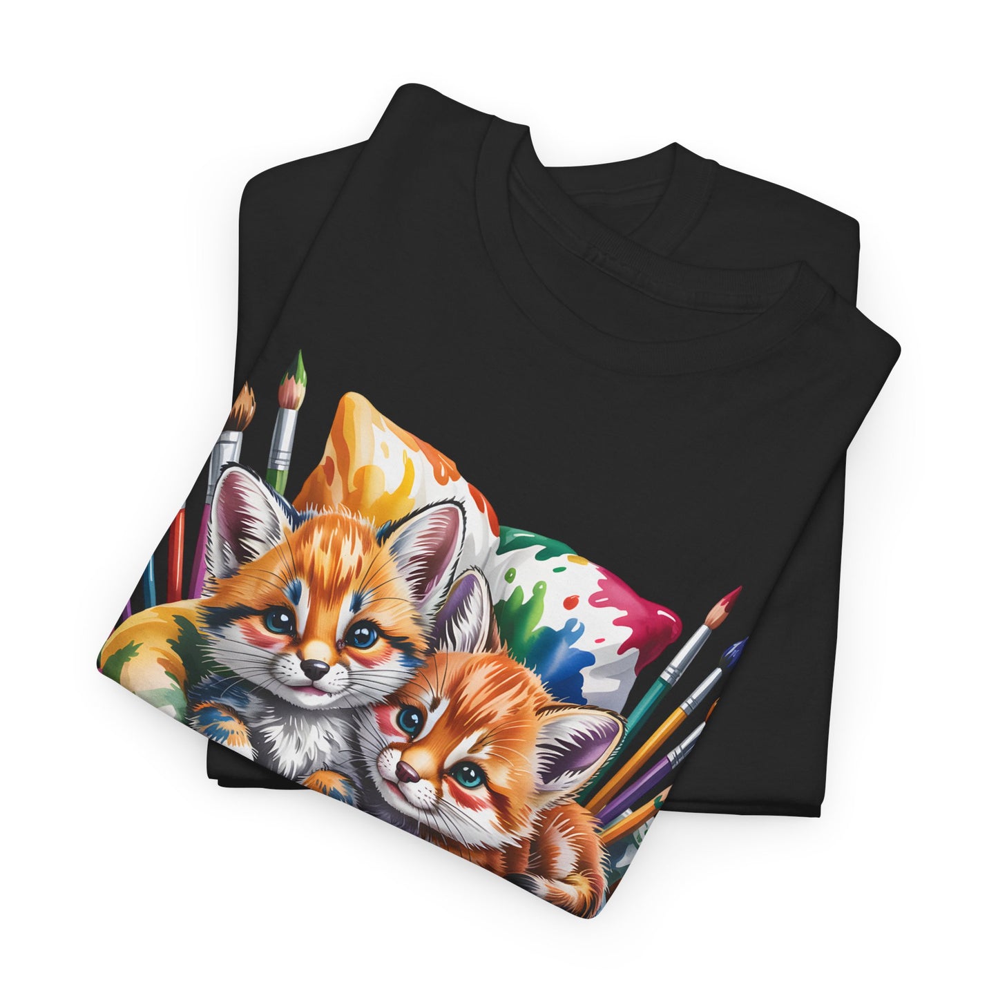 Artist Kittens T-Shirt — Cute Painting Cats Graphic Tee, Cat Lover Gift - 14866