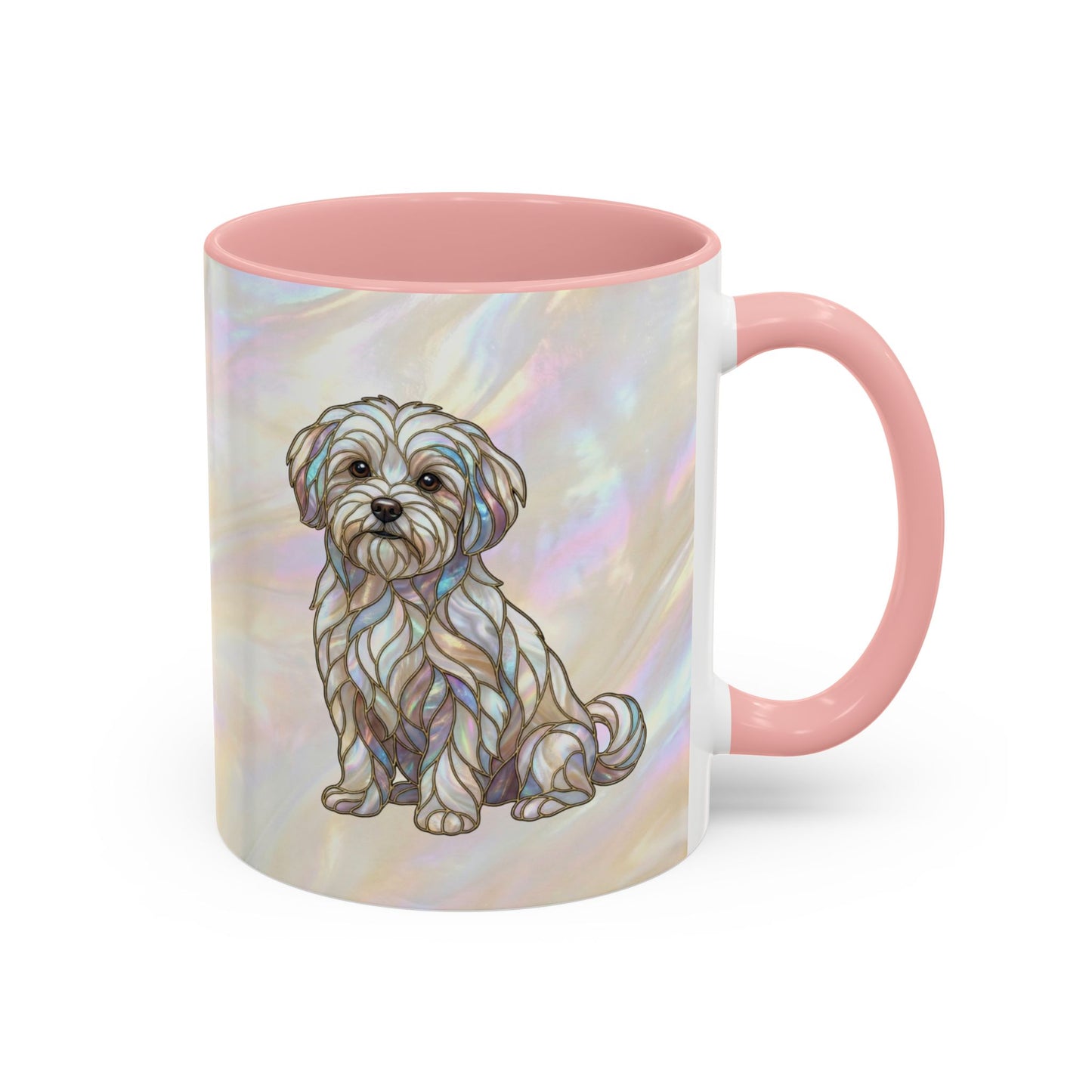 Maltese Dog Accent Coffee Mug – Stained Glass Design 11/15oz - 14642