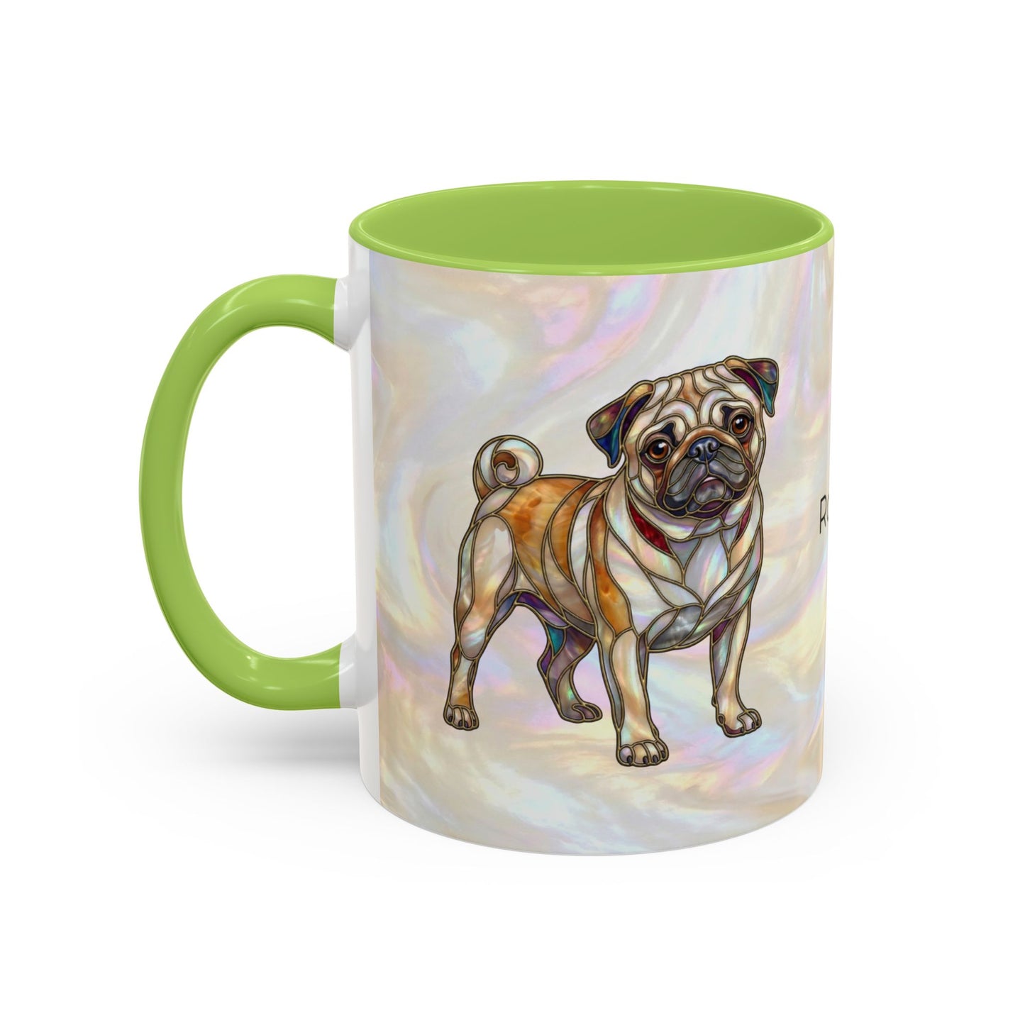Personalized Pug Accent Coffee Mug –  Stained Glass Design (11/15oz) - 14547