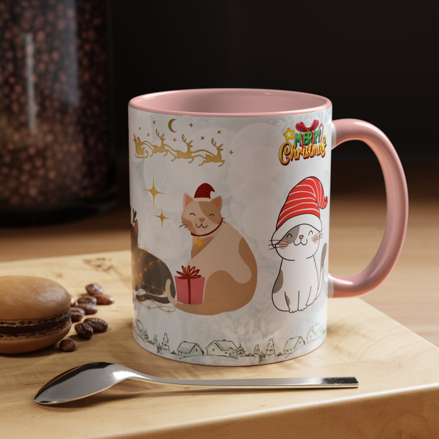 Merry Christmas, Cats - Accent Coffee Mug (11, 15oz)