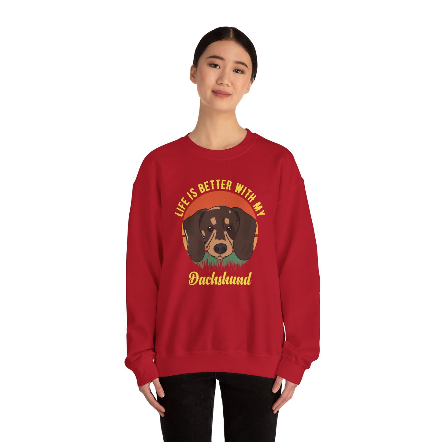 Life is Better With My Dachshund - Unisex Heavy Blend™ Crewneck Sweatshirt