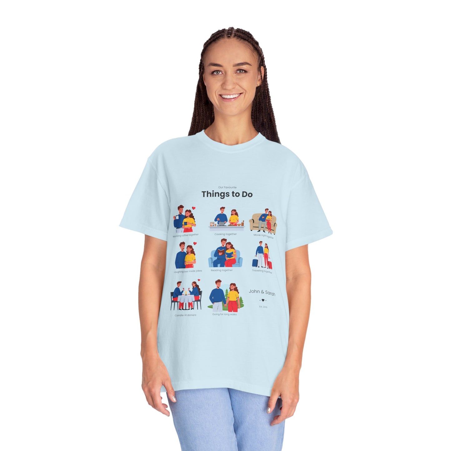 Our Favourite Things to Do Together – Personalised Valentine’s Illustration T-Shirt Gift - 14722