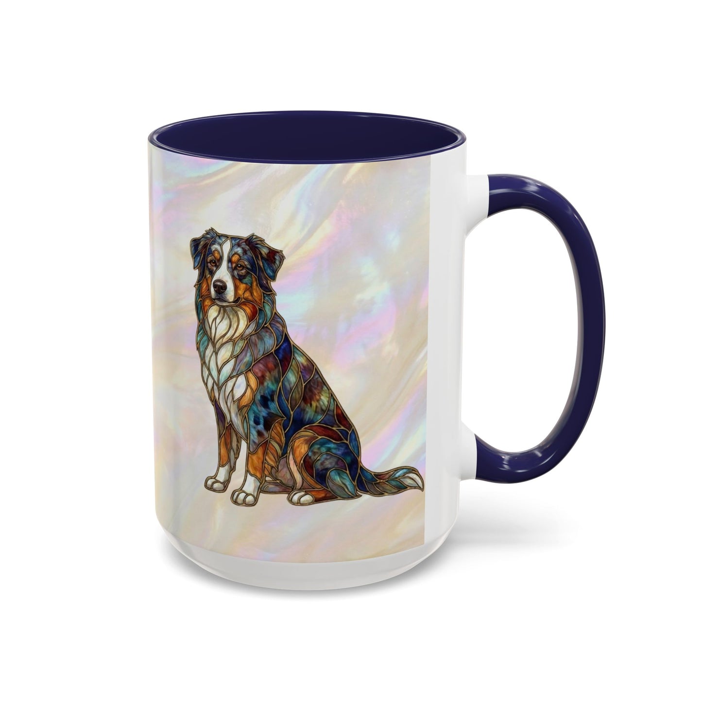 Australian Shepherd Accent Coffee Mug — Stained Glass Design (11/15oz) -14614
