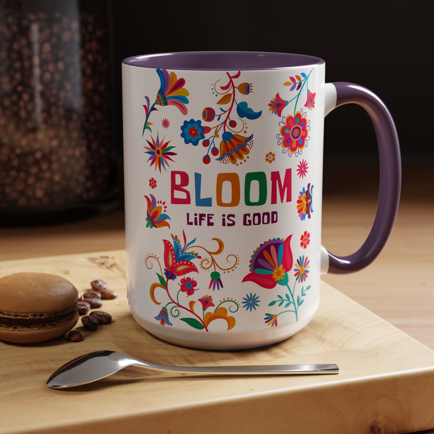 Colorful Floral Accent Coffee Mug - Bloom Life is Good - 14082