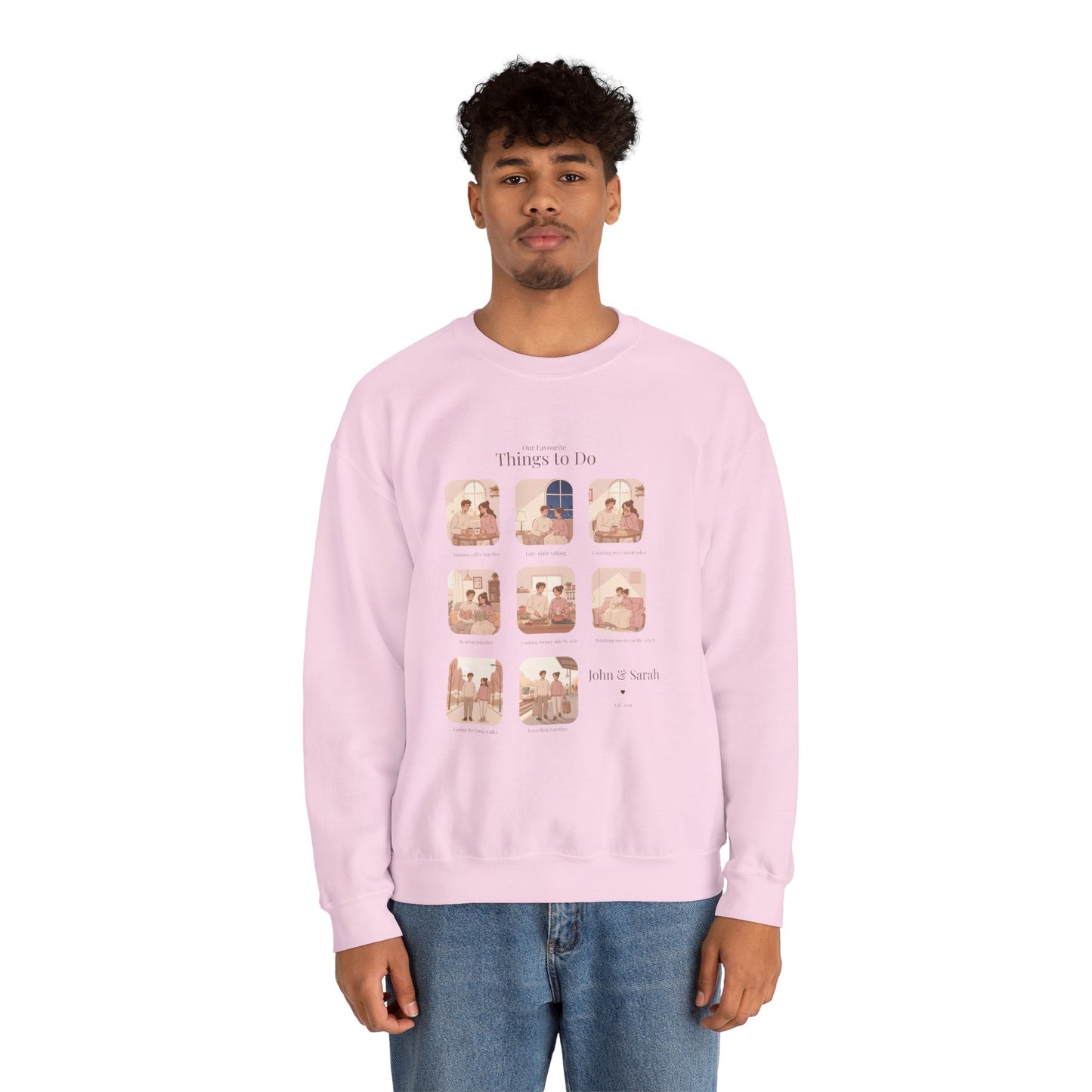 Our Favourite Things to Do Together – Personalised Illustration Crewneck Sweatshirt | Valentine’s Gift - 14725
