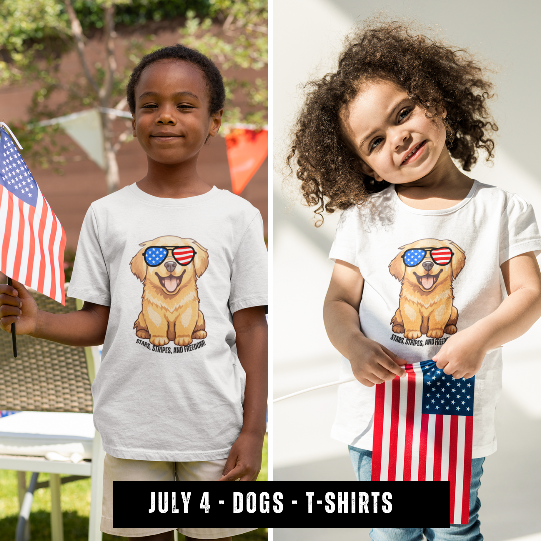 July 4, Golden Retrievers - Youth Midweight Tee