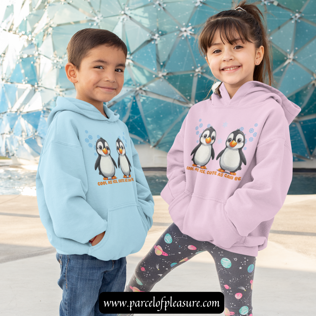 Penguin: Cool As Ice, Cute As Can Be - Youth Heavy Blend Hooded Sweatshirt