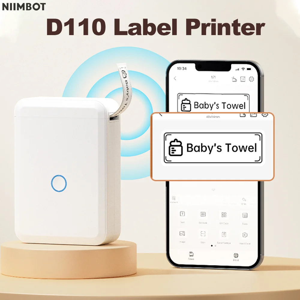 Niimbot D110 Portable Mini Printer Thermal Adhesive Sticker Label Printer Inkless Pocket Label Maker UV Printer For Mobile Label