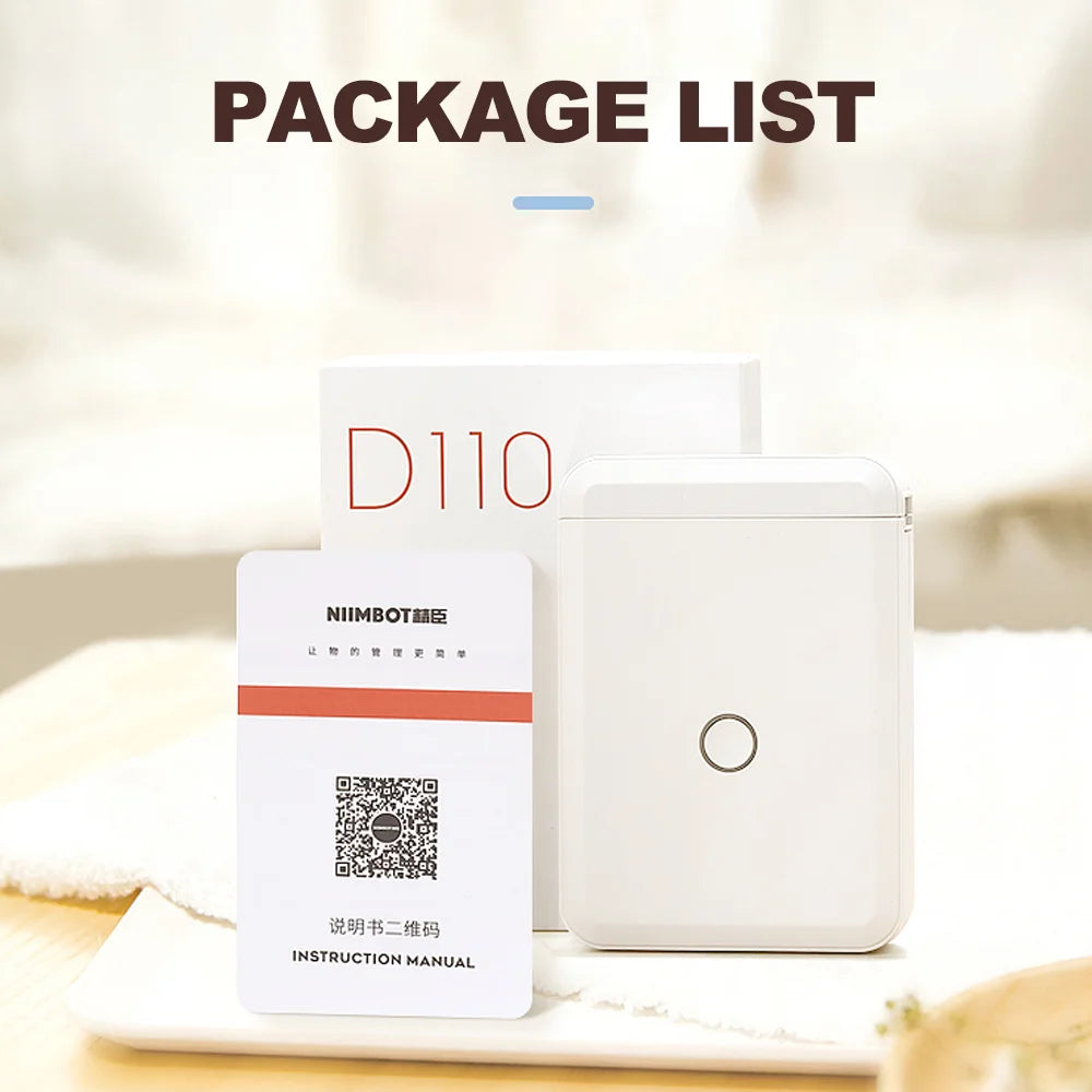 Niimbot D110 Portable Mini Printer Thermal Adhesive Sticker Label Printer Inkless Pocket Label Maker UV Printer For Mobile Label