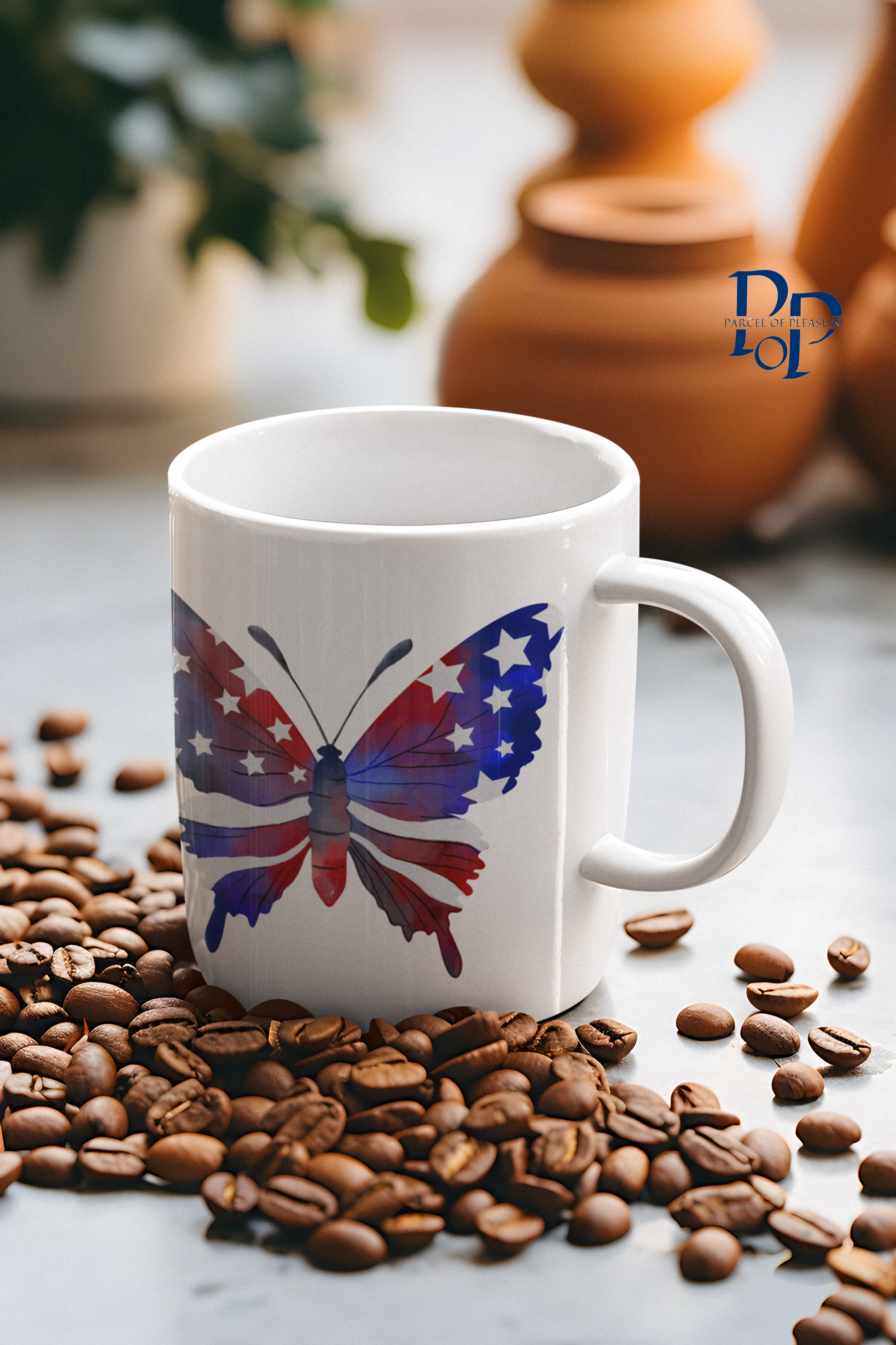 July 4, Sunflower & Butterfly - Ceramic Mug, (11oz, 15oz)