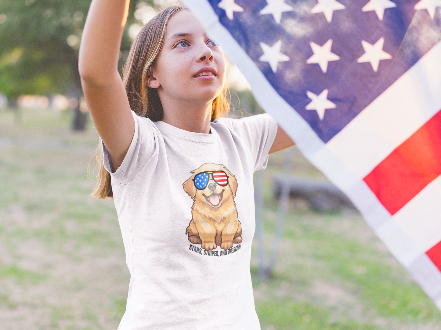 July 4, Golden Retrievers - Youth Midweight Tee