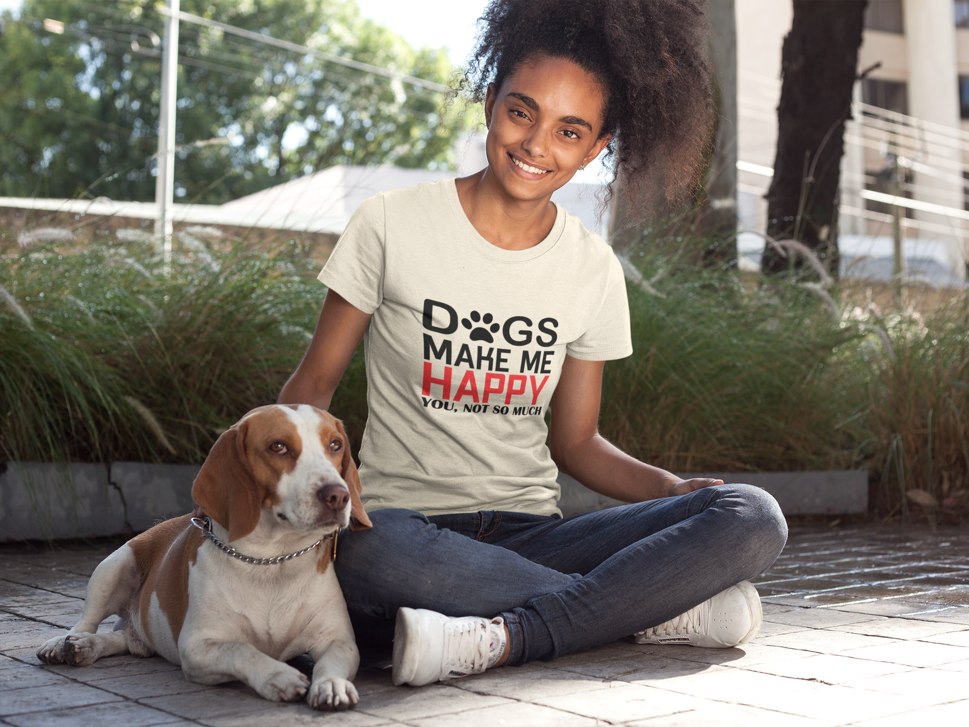 Dogs Make Me Happy - Unisex Jersey Short Sleeve Tee