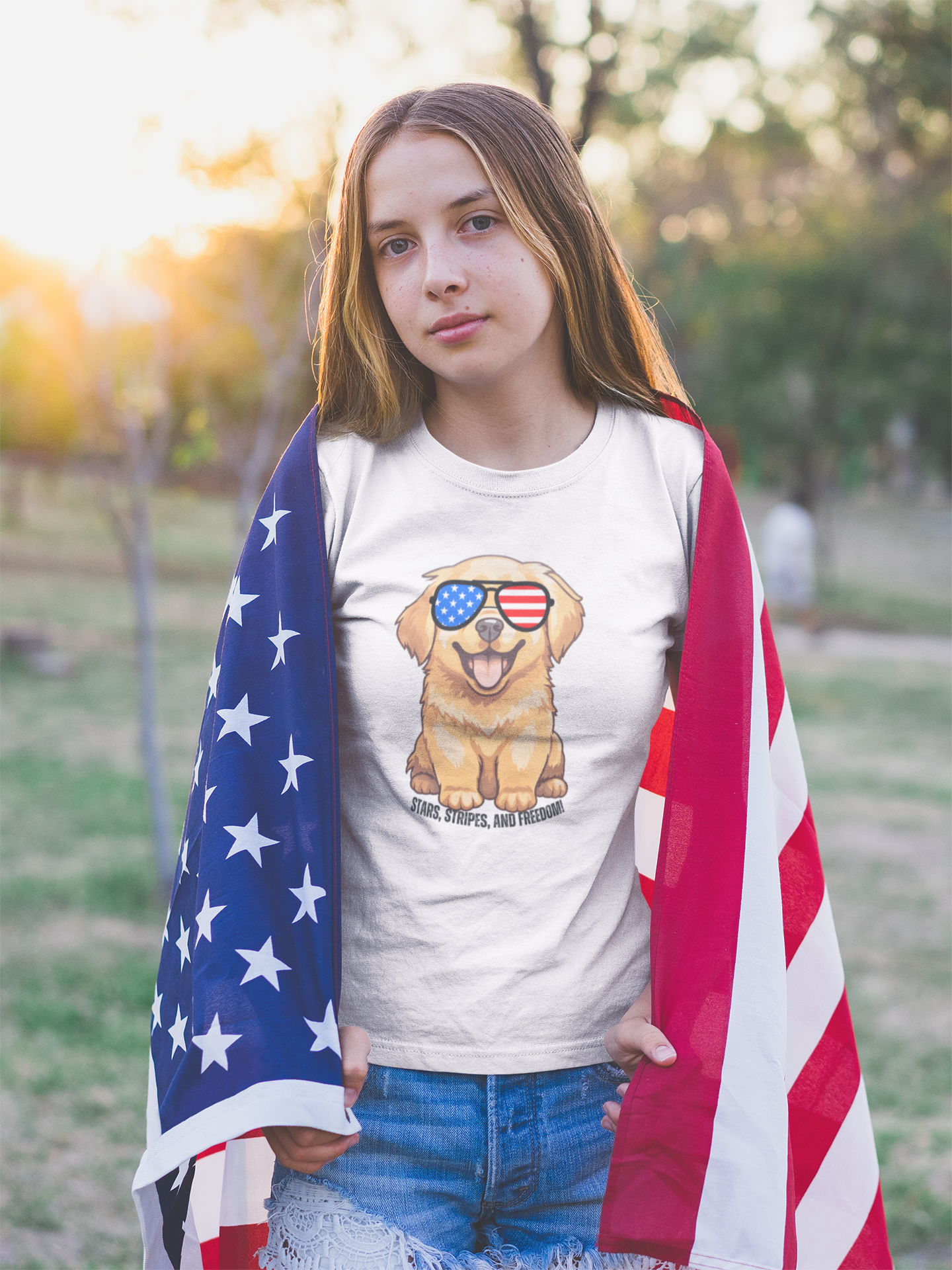 July 4, Golden Retrievers - Youth Midweight Tee