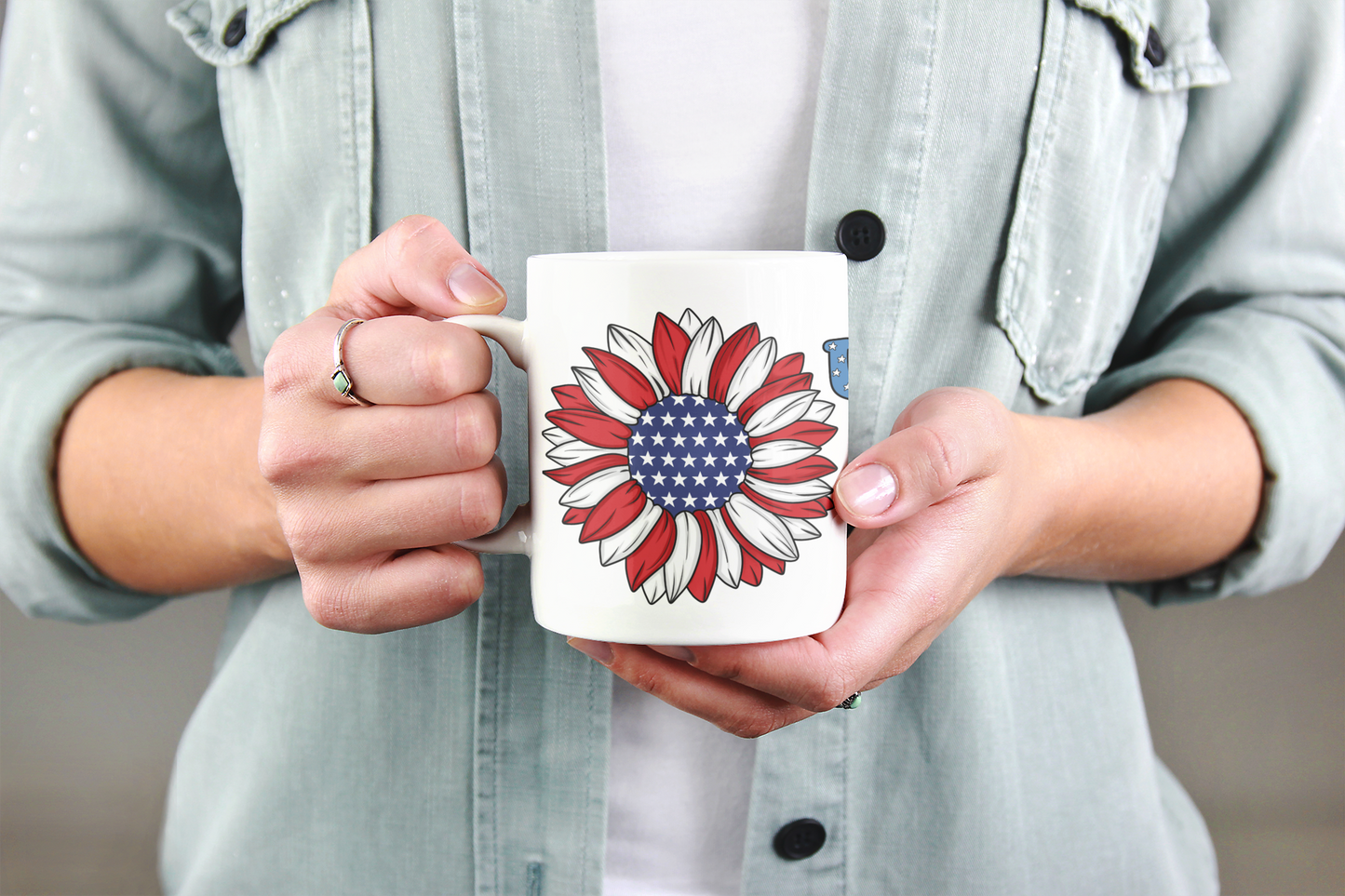 July 4, Sunflower & Butterfly - Ceramic Mug, (11oz, 15oz)