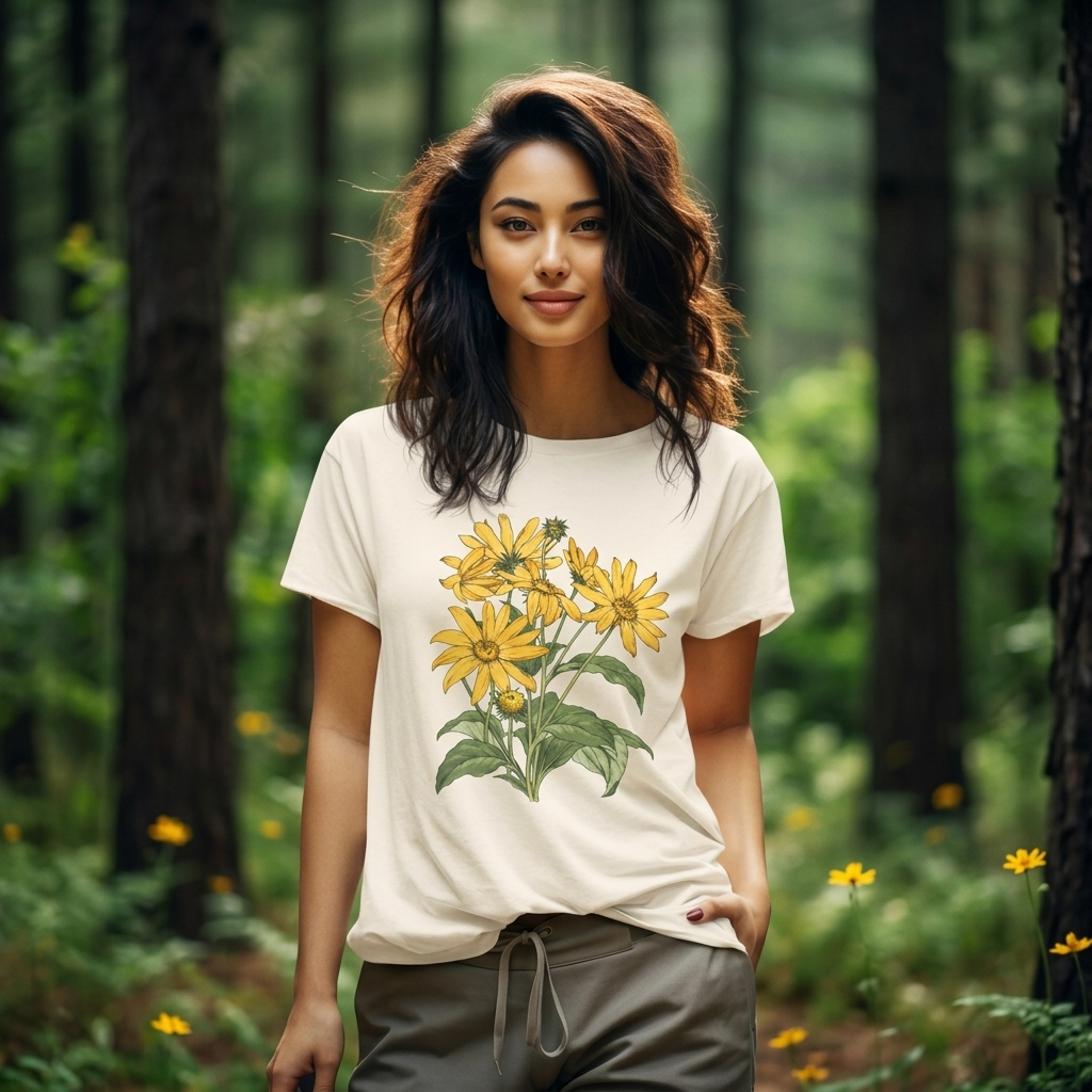 Yellow Daisy Botanical T-Shirt, Vintage Floral Garden Tee - 14503