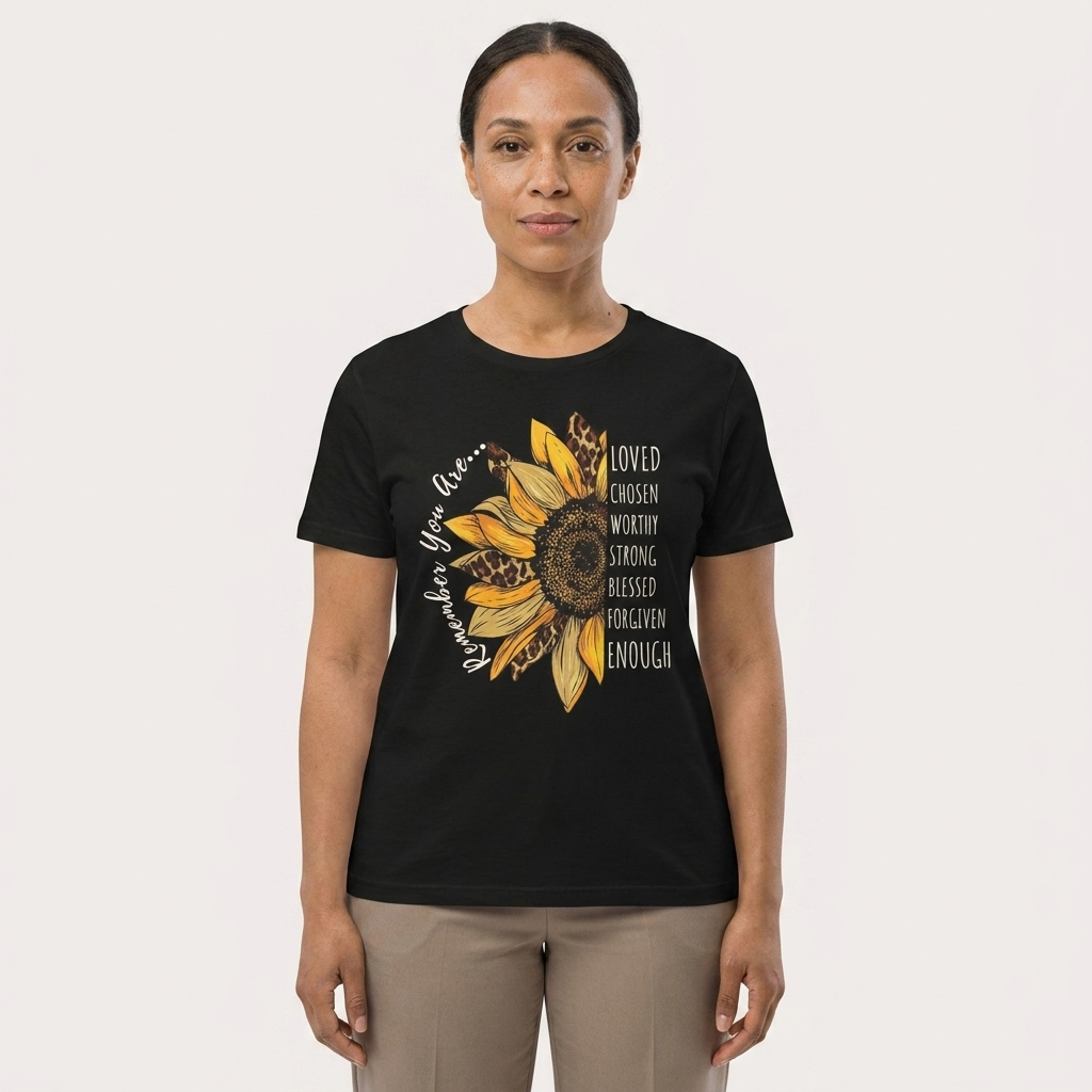 Sunflower Faith T-Shirt, “Remember You Are…” Inspirational Christian Tee - 14952