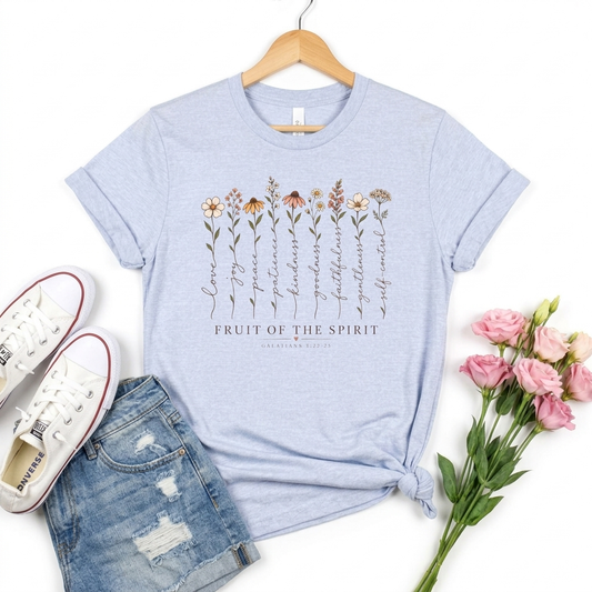 Fruit of the Spirit Floral T-Shirt,  Christian Faith Scripture Tee - 14984