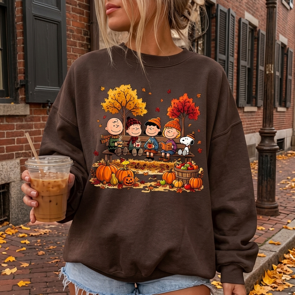 Fall Friends Crewneck Sweatshirt, Cute Autumn Pumpkin Patch Design - 14999