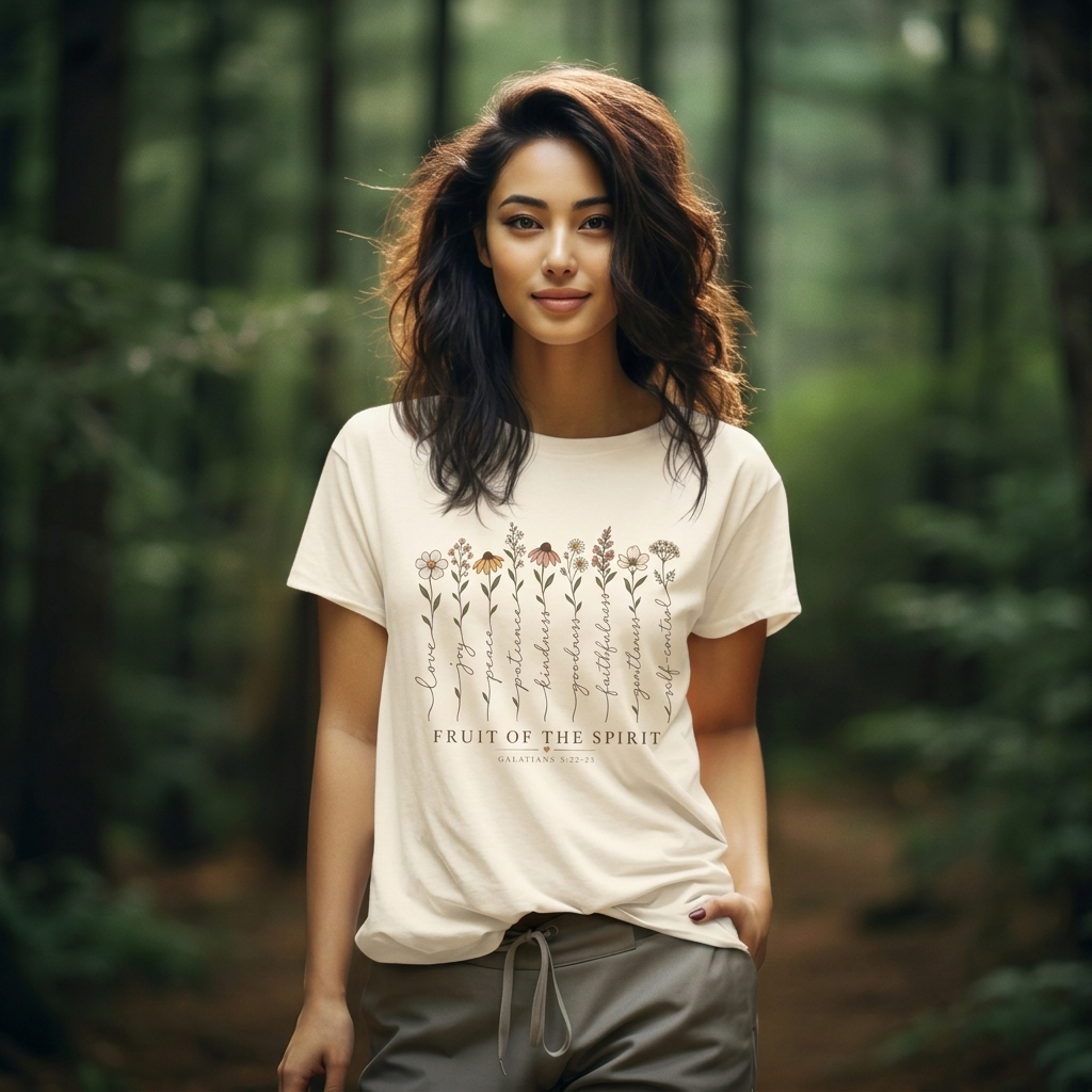Fruit of the Spirit Floral T-Shirt,  Christian Faith Scripture Tee - 14984