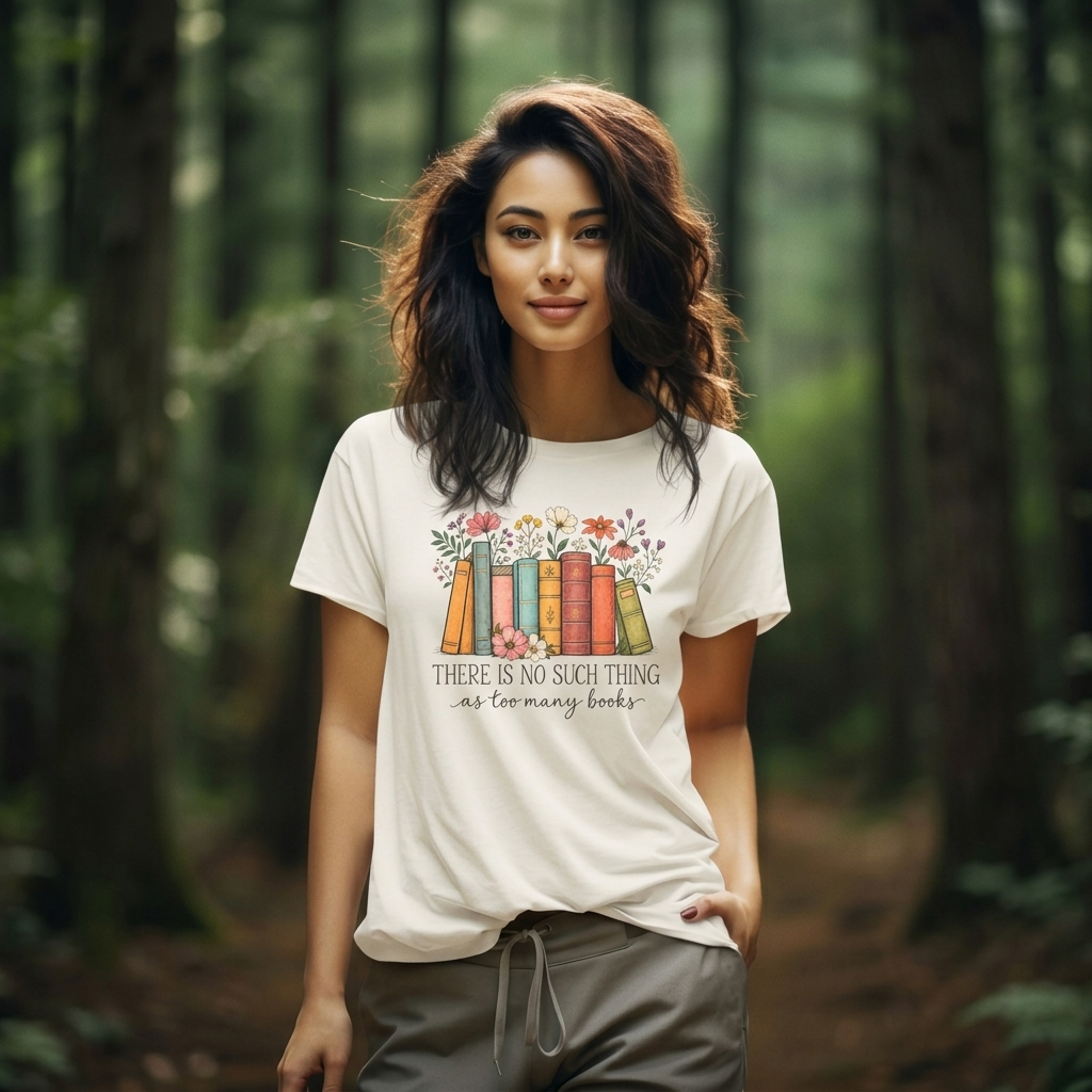 Book Lover T-Shirt,  Vintage Floral Bookshelf Tee - 14524