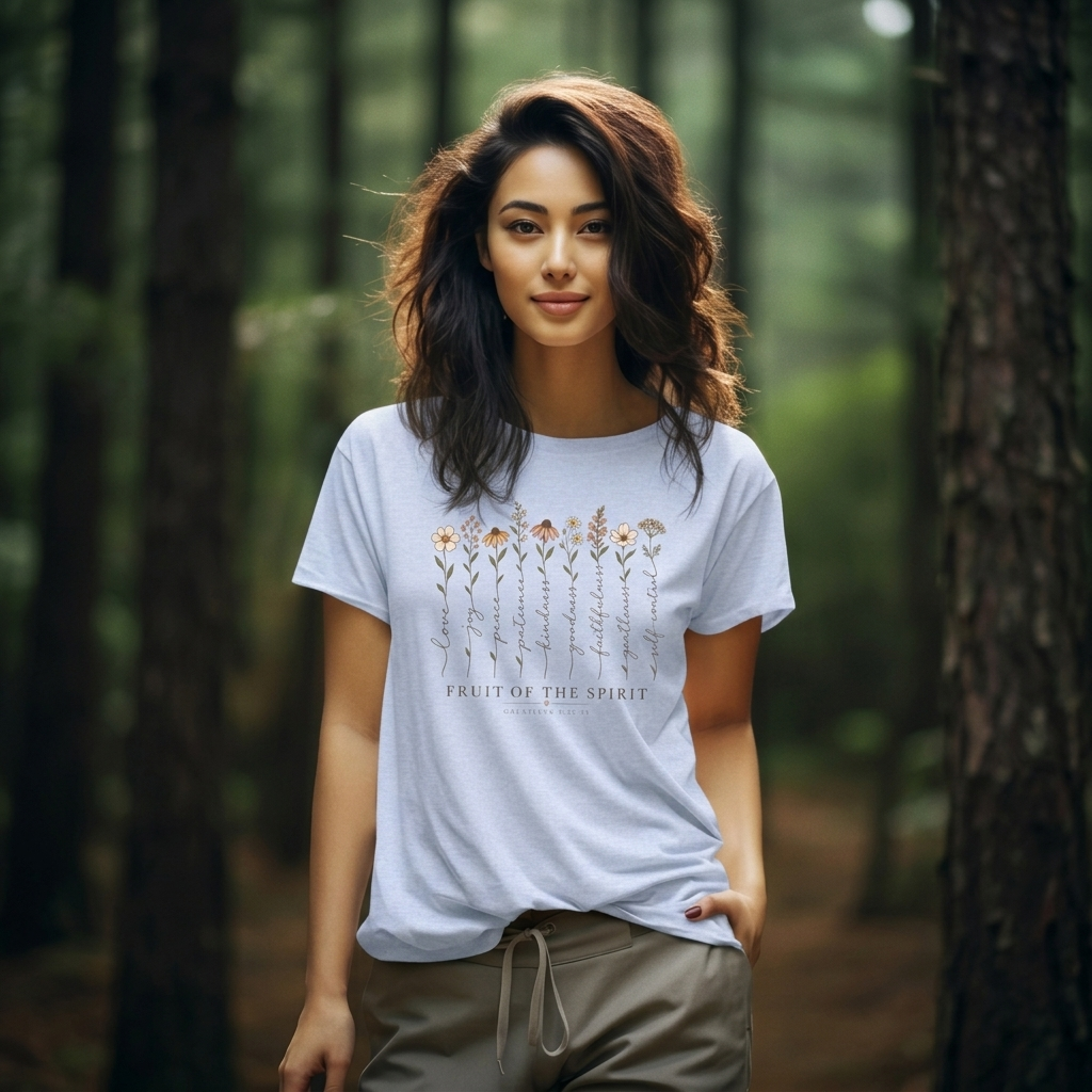Fruit of the Spirit Floral T-Shirt,  Christian Faith Scripture Tee - 14984