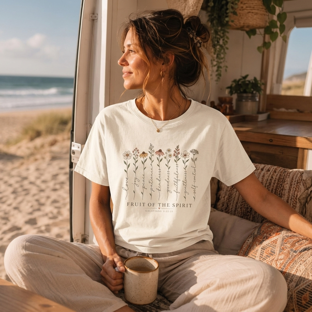 Fruit of the Spirit Floral T-Shirt,  Christian Faith Scripture Tee - 14984