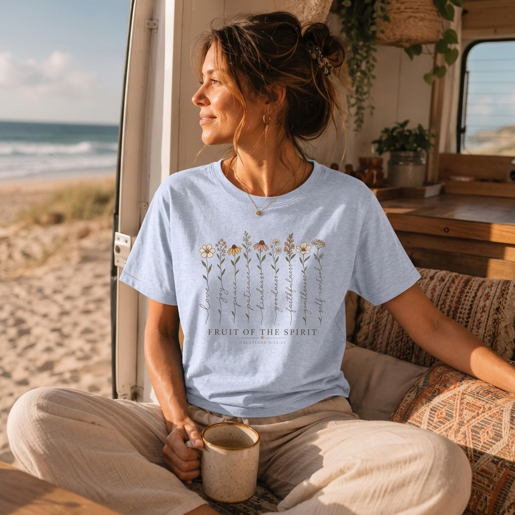 Fruit of the Spirit Floral T-Shirt,  Christian Faith Scripture Tee - 14984