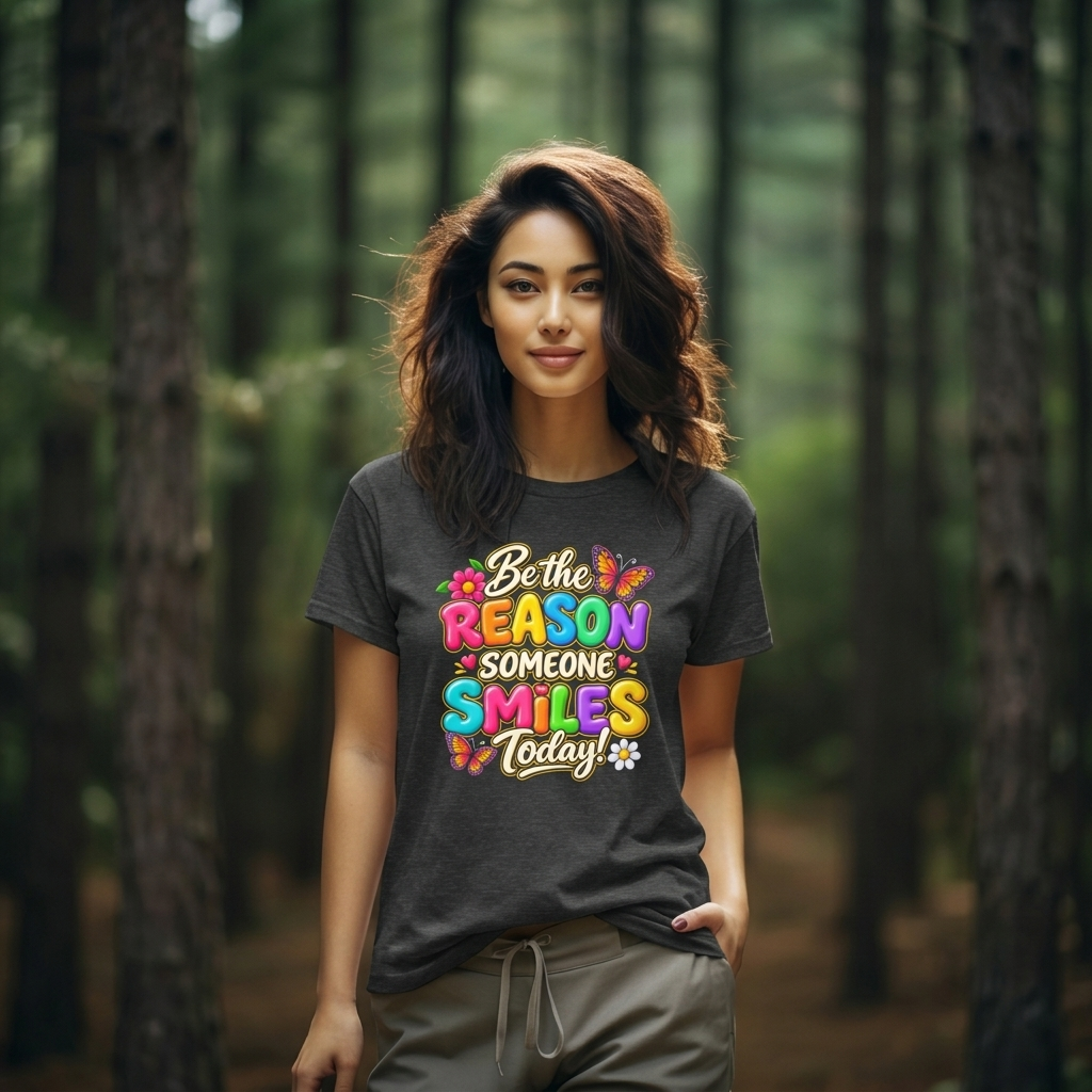 Be the Reason Someone Smiles Today T-Shirt, Colorful Inspirational Floral Tee - 14511