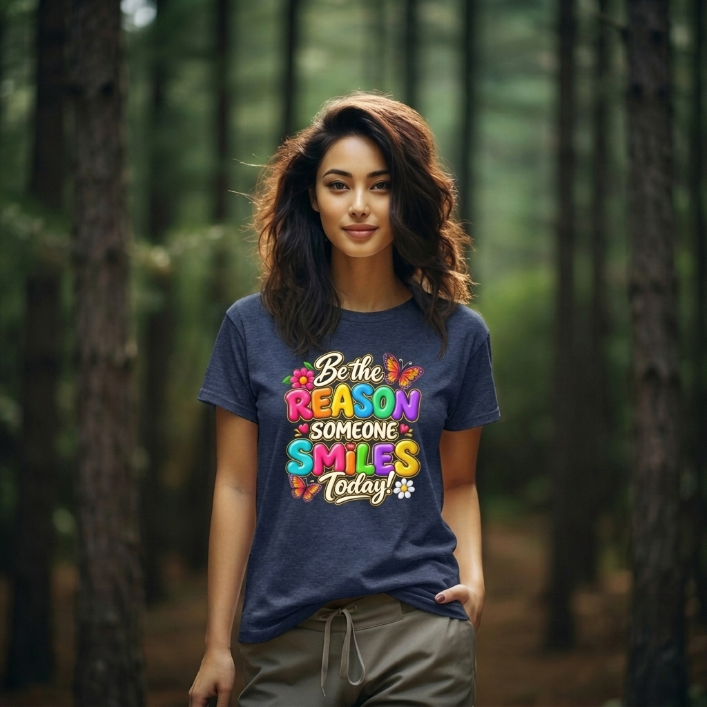 Be the Reason Someone Smiles Today T-Shirt, Colorful Inspirational Floral Tee - 14511