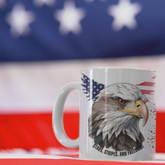 July 4, Eagle - Ceramic Mug, (11oz, 15oz)