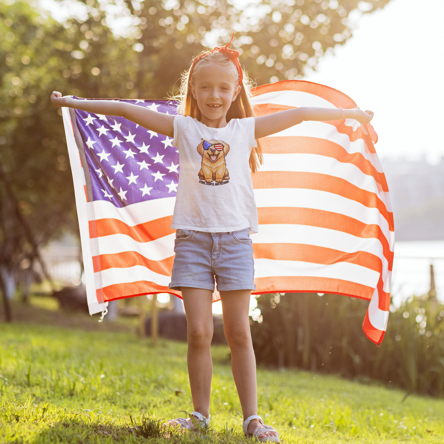 July 4, Golden Retrievers - Youth Midweight Tee