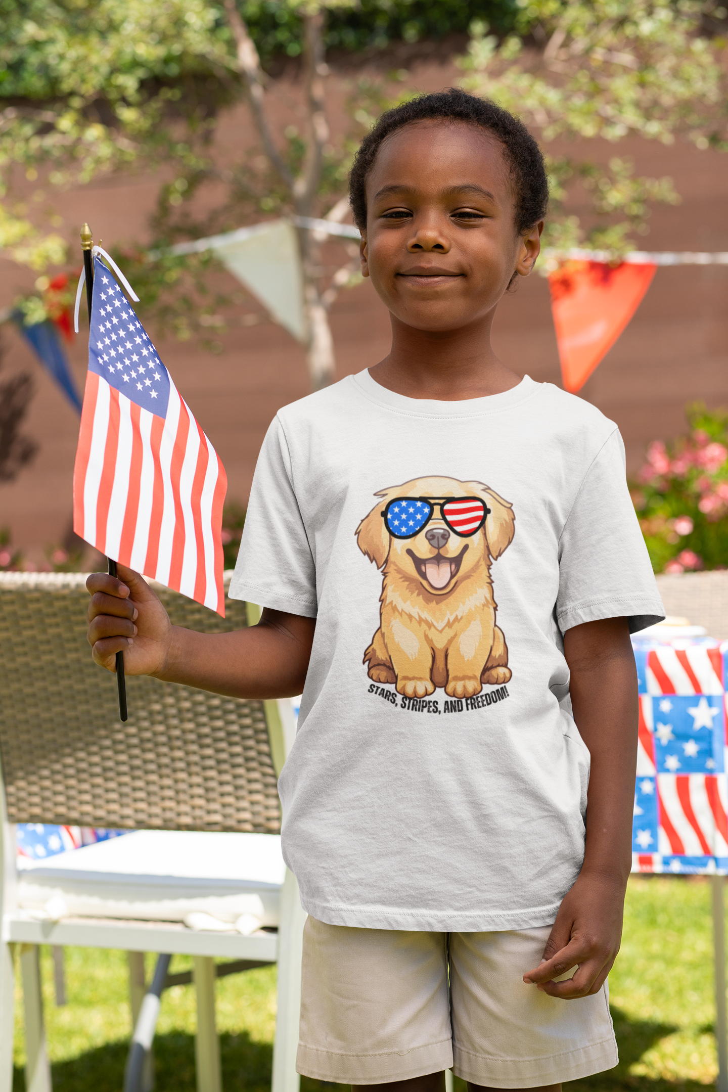 July 4, Golden Retrievers - Youth Midweight Tee