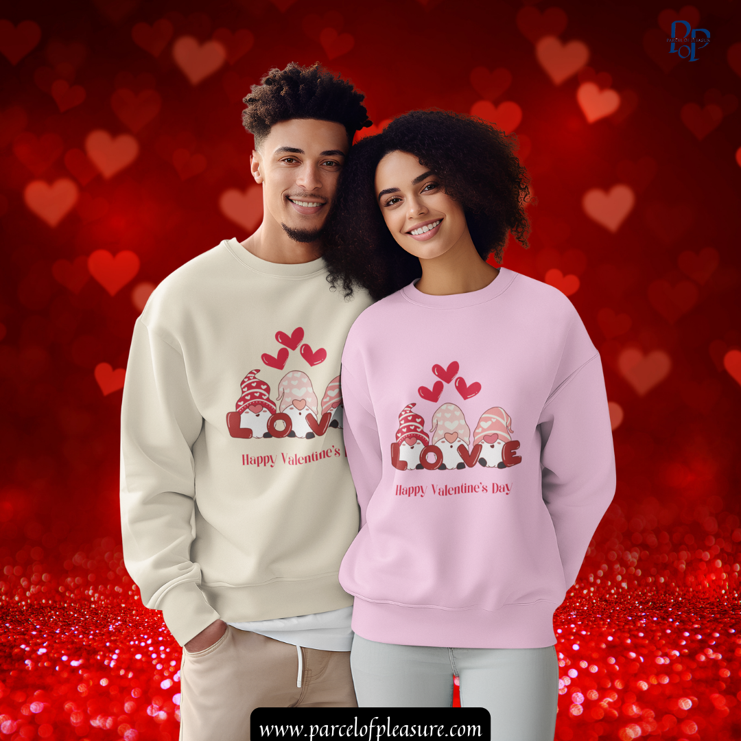 Gnomes, Love, Happy Valentine's Day - Unisex Heavy Blend™ Crewneck Sweatshirt - 11350